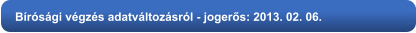 Bírósági végzés adatváltozásról - jogerős: 2013. 02. 06.