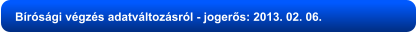 Bírósági végzés adatváltozásról - jogerős: 2013. 02. 06.